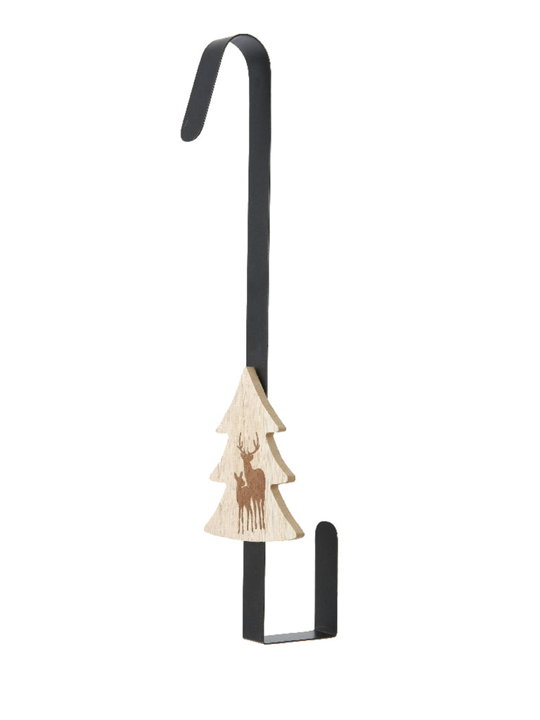 38cm Iron Wreath Hanger with Wooden Tree