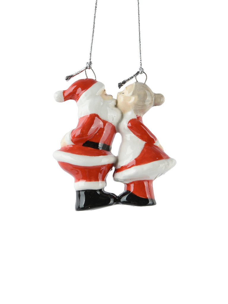 7cm Hanging Decoration Santa Mrs Claus Kiss