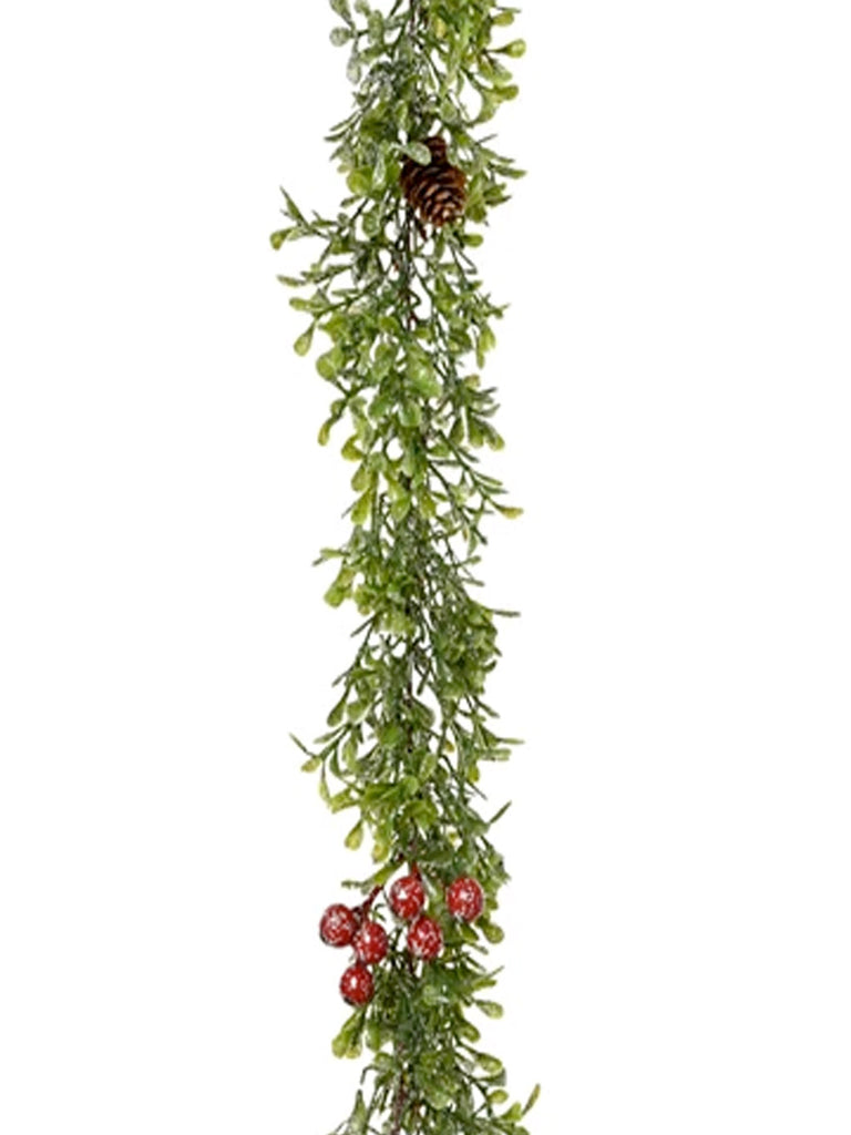 1.8M (6ft) PE Garland with Sugar & Silver Glitter Finish