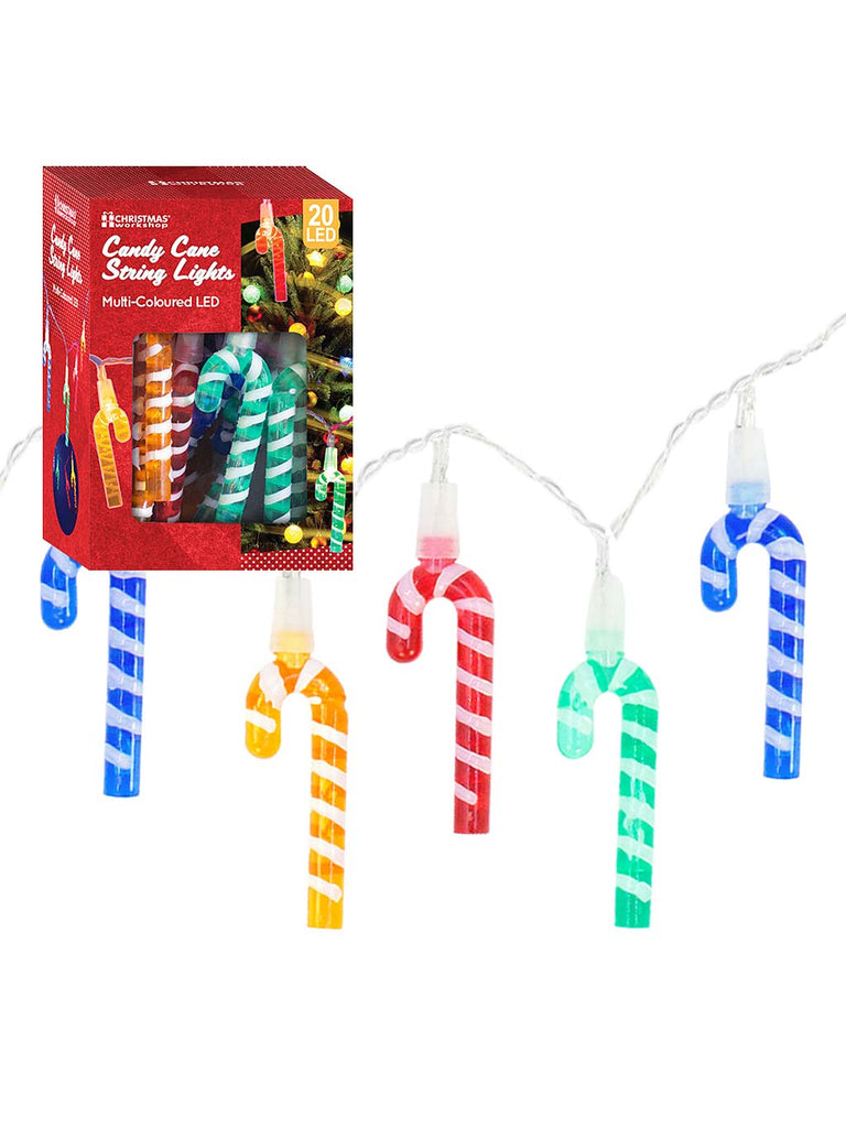 20 LED Coloured Cane String Lights