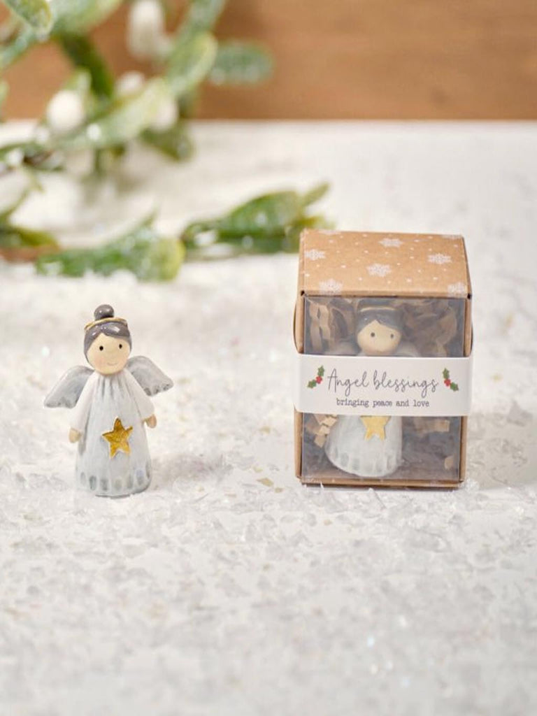 Xmas Angel Keepsake Resin Ornament with Gift Box