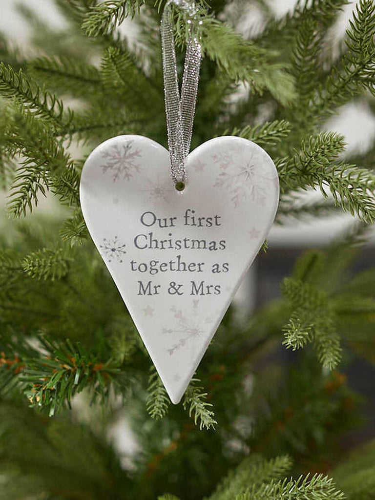Mr & Mrs 1st Xmas Heart Ceramic Dec