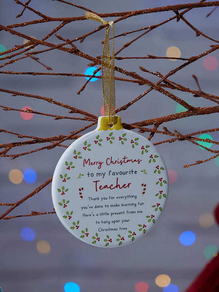 Xmas Favourite Teacher Bauble Ceramic Dec