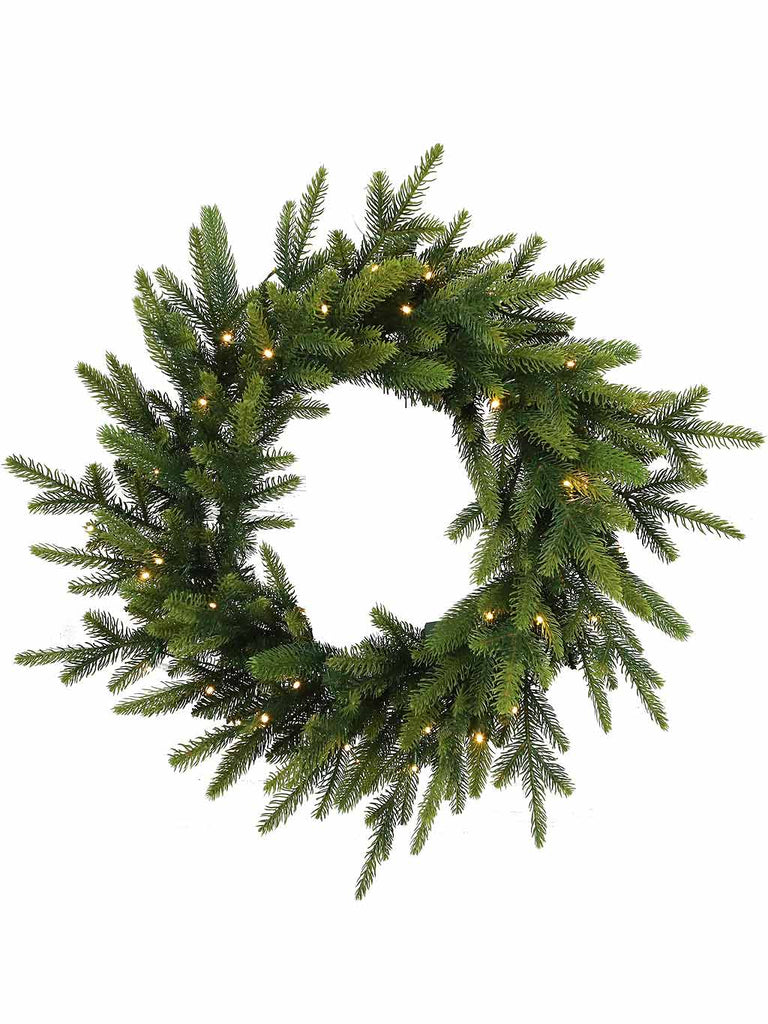 24" Nordman Fir Pre-Lit Wreath - 35 Warm White LEDs
