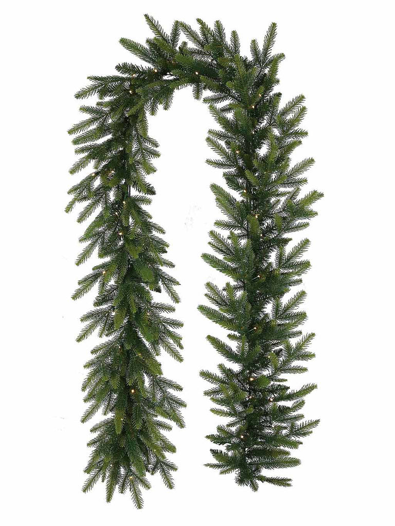 9' Warm White Pre-Lit Nordman Fir Garland - 50 Warm White LEDs