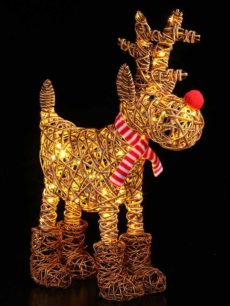 63cm Medium Brown Wicker Rudolph with 80 LEDs