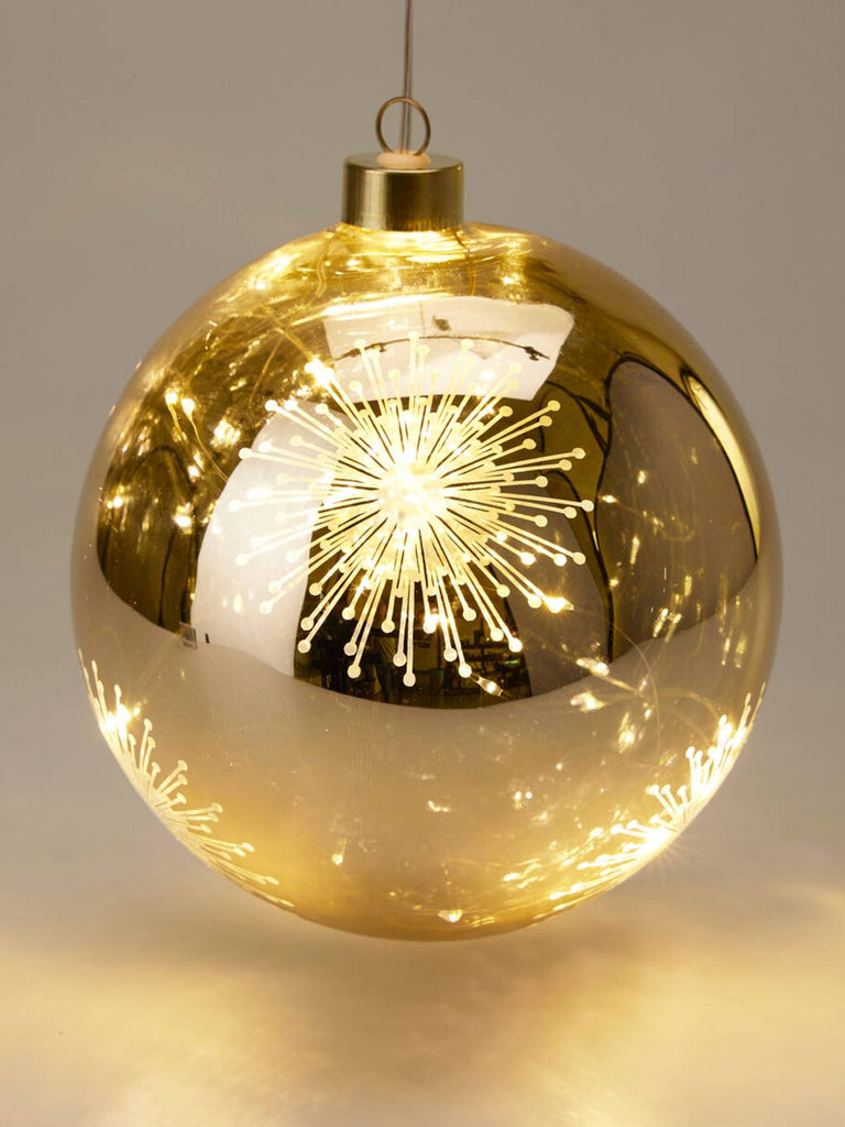 15cm LED B/O Glass Christmas Ball - Gold