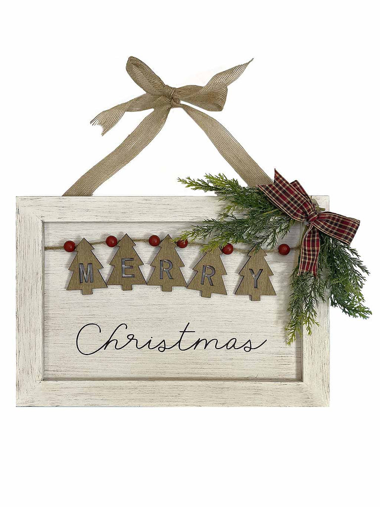 36cm White Merry Chrstmas Sign