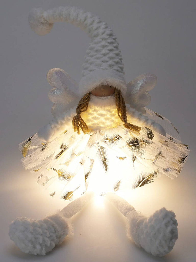 60cm B/O Sitting White Angel Girl with LED