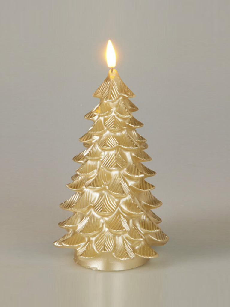 17cm B/O LED Tree Candle with Flame -  Gold