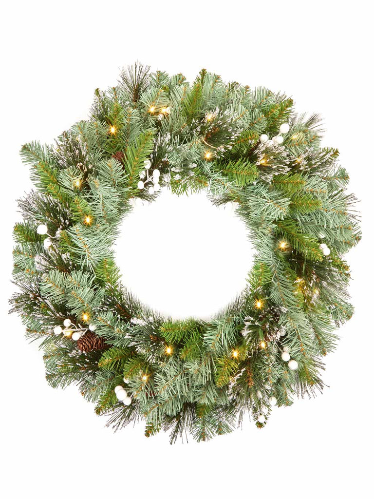 60cm Prelit Crestwood Wreath - Warm White