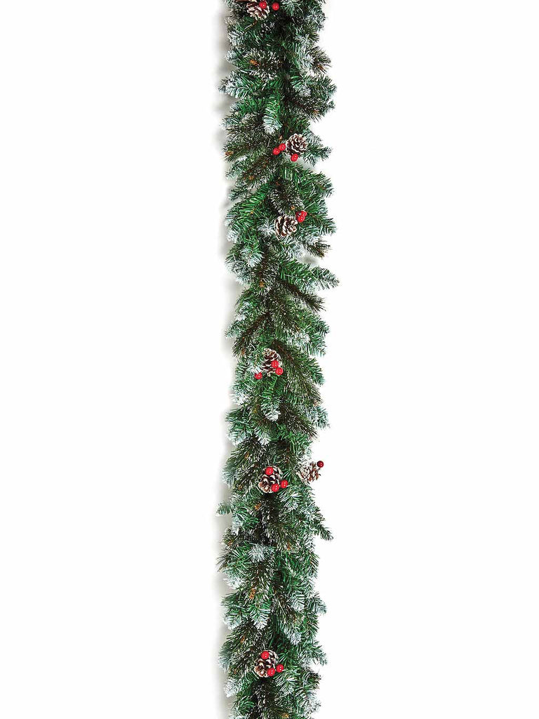 1.8M Snowtipped Garland Cones & Berries