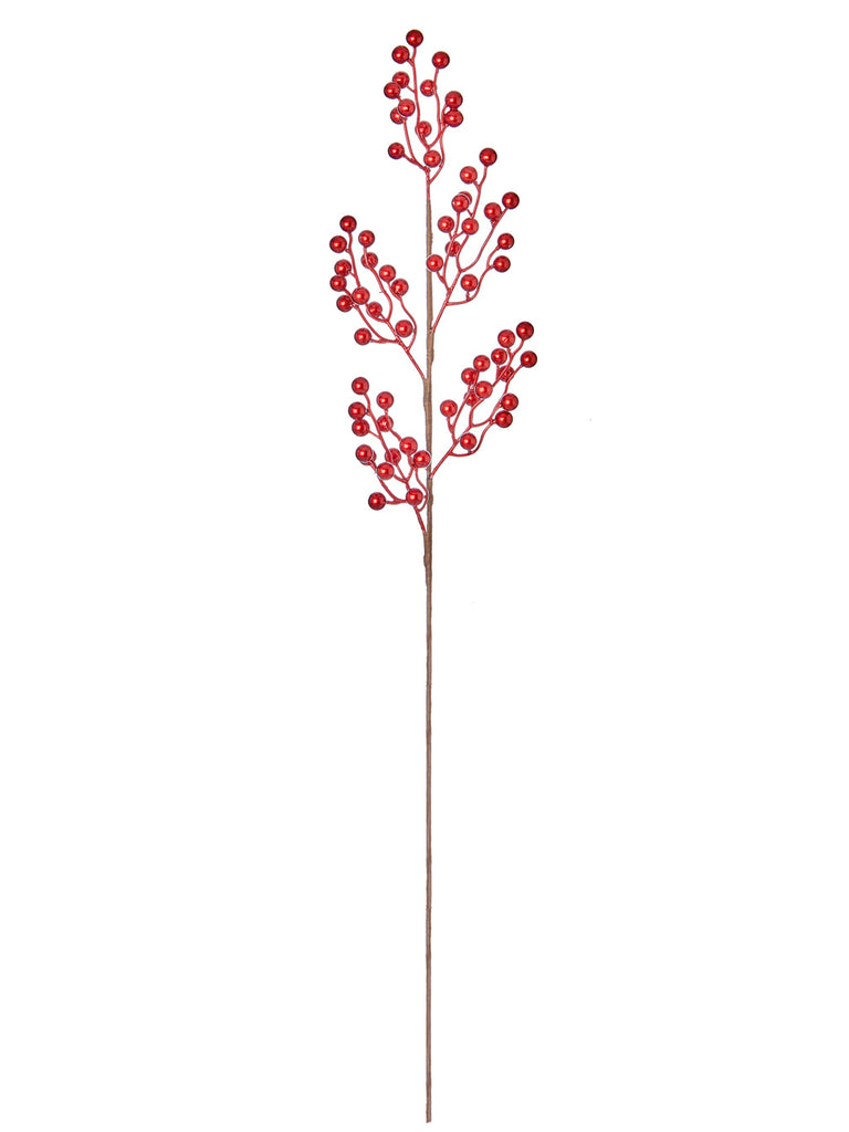 67cm Red Metallic Berries Stem