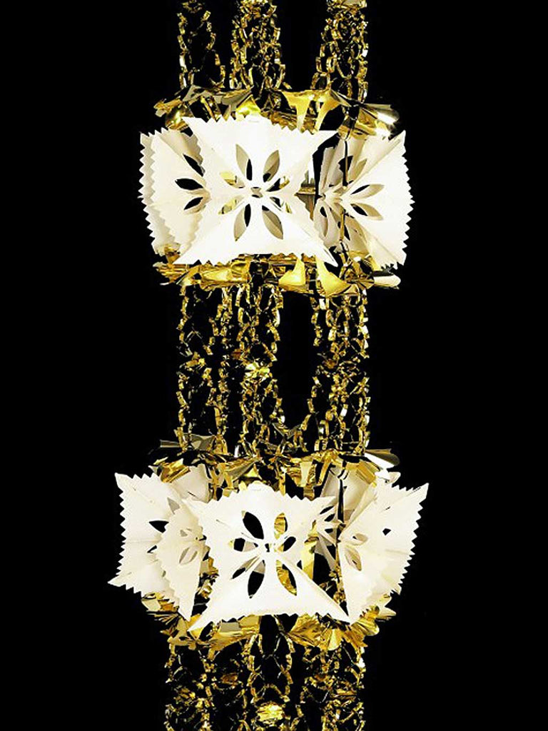 2.7M x 33cm Christmas Foil Garland - Gold & Ivory
