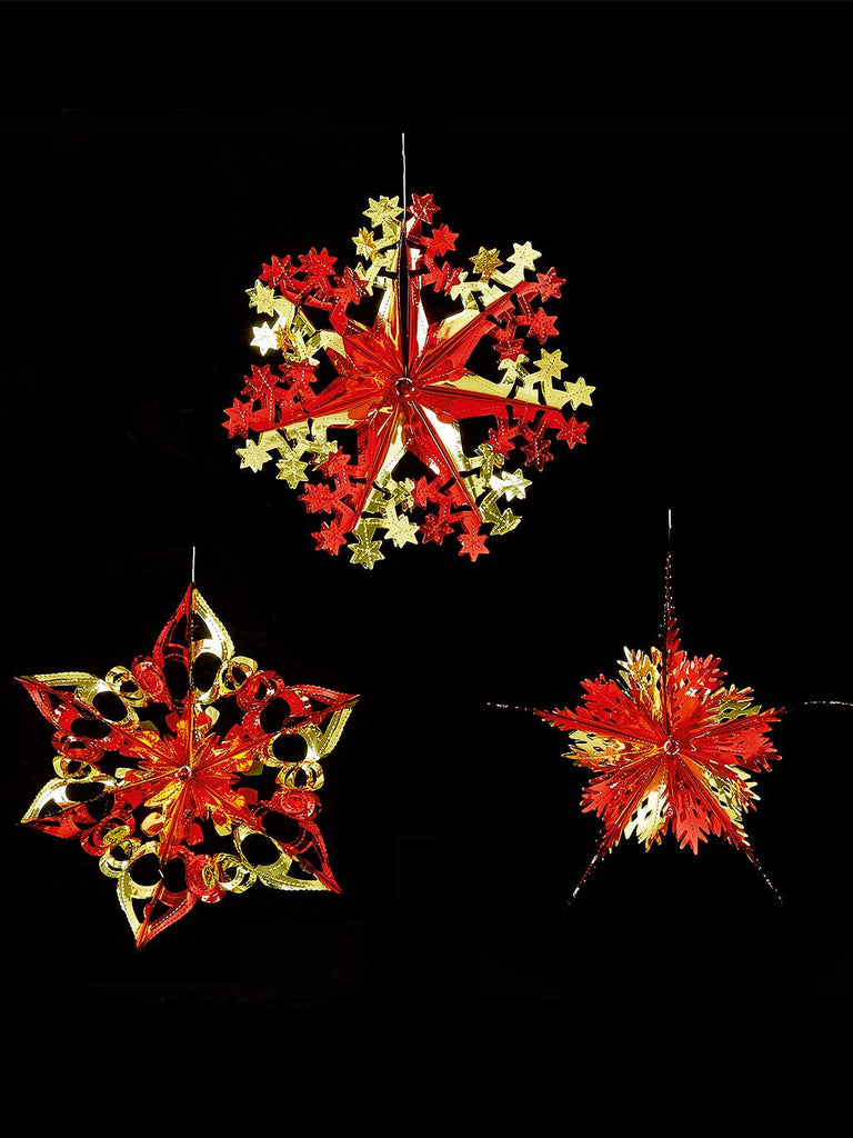 40cm Foil Starburst Christmas Decoration - Red & Gold