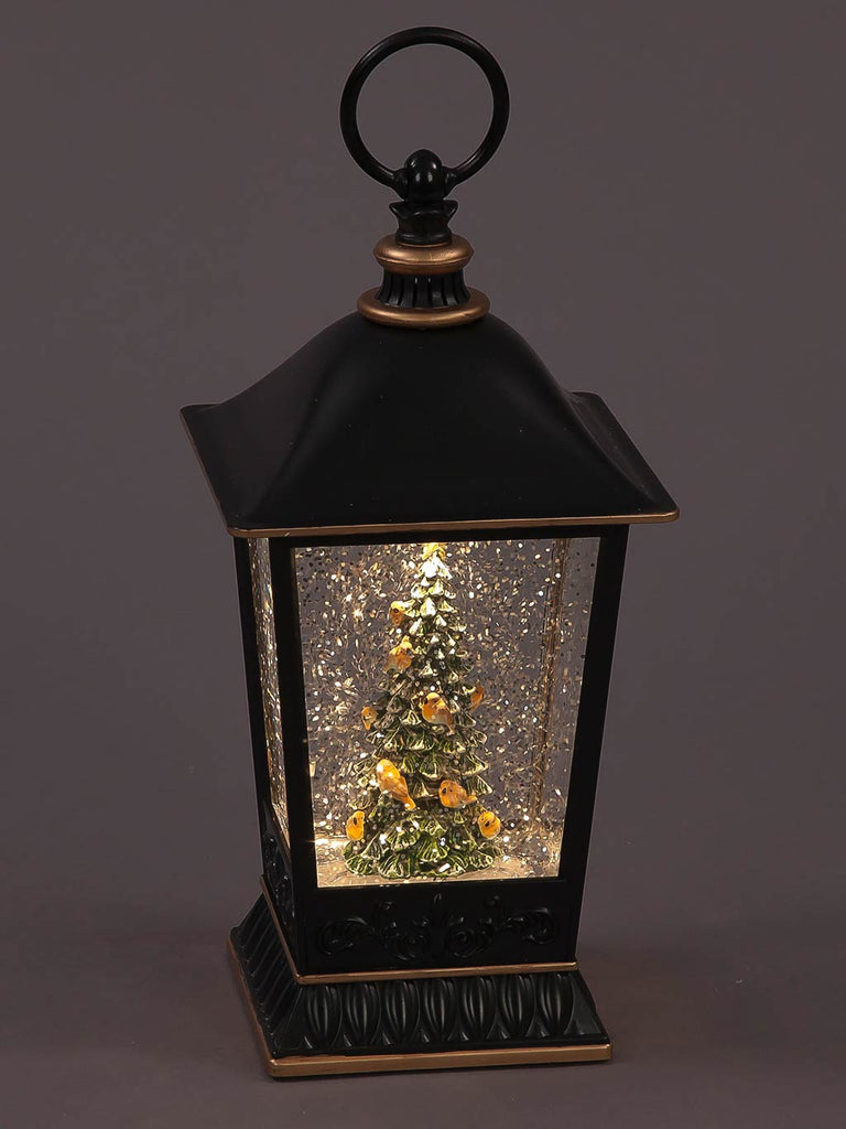 B/O 28cm Water Lantern with Tree & Robins