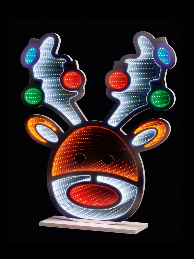 60cm Reindeer Head with Baubles Infinity Light