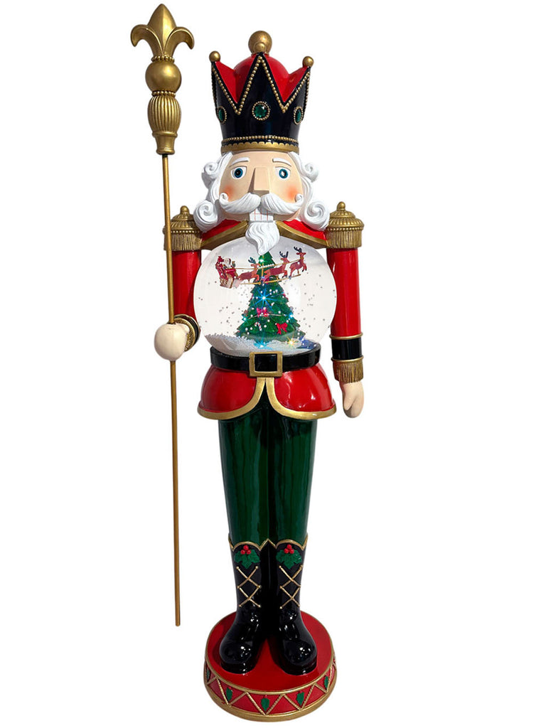 1.16m Lit Standing Musical Nutcracker Snow Blower