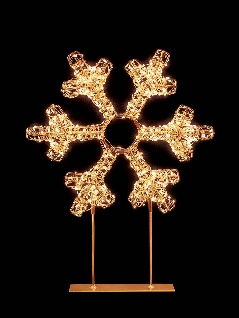 45cm Rose Gold Snowflake with 720 Twinkling LEDs - Warm White