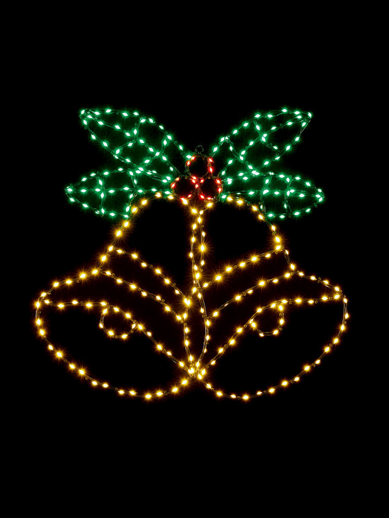 56cm Flashing Flexi Bright Bells & Holly with 292 LED's