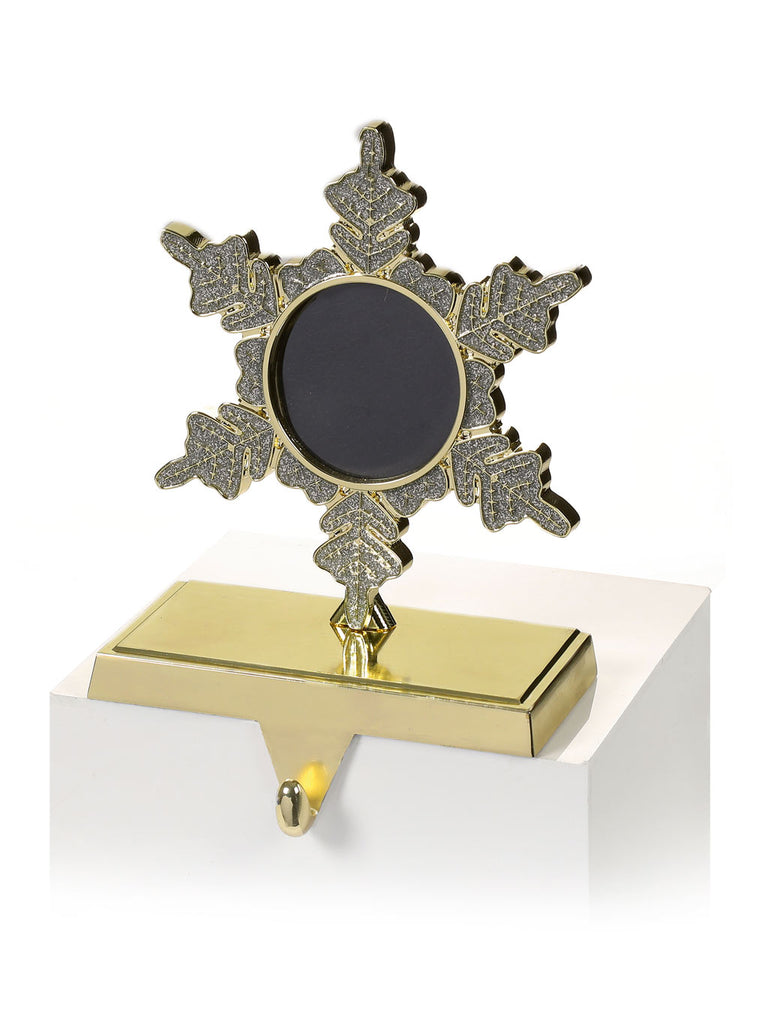 17cm Gold Snowflake with Photo Insert Stocking Holder