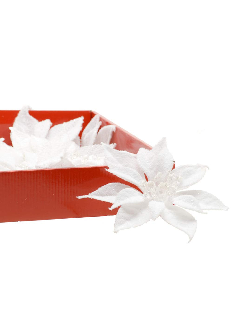 19cm Snowy Clip Poinsettia