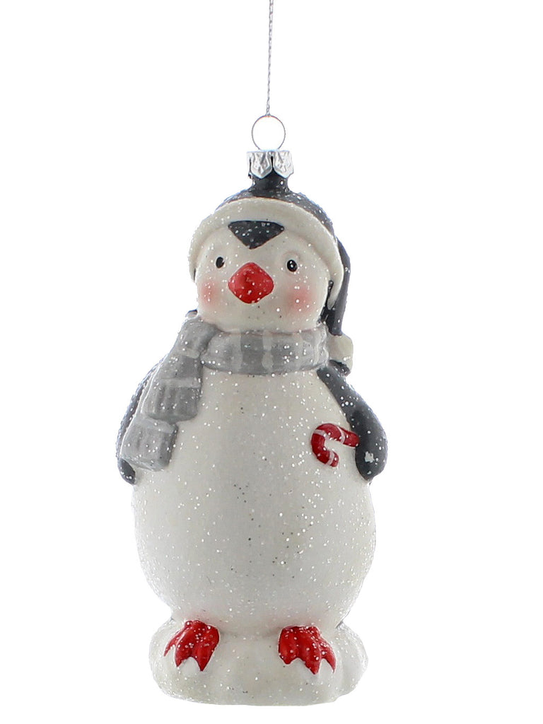 12cm Grey and White Glitter Penguin