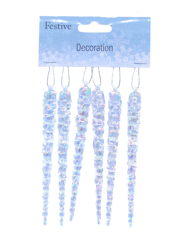 PK 6 x 12cm Clear Iridescent Icicle