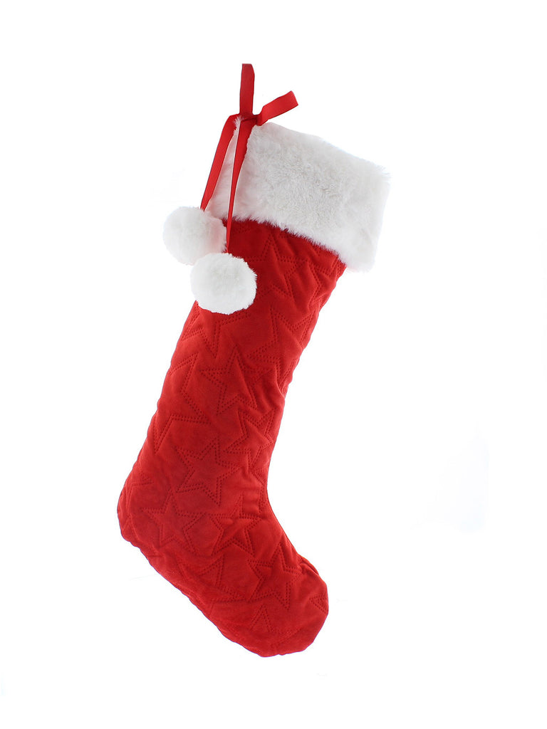 48cm Red Star Embossed Stocking