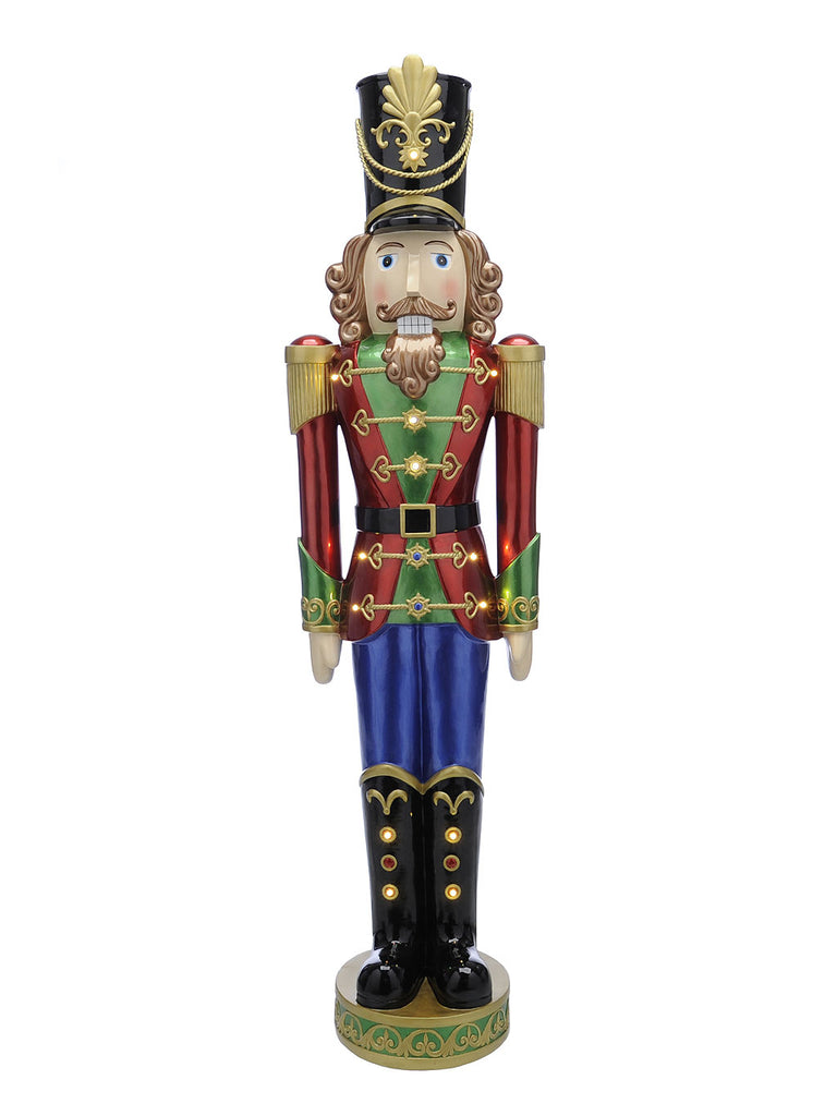 162cm B/O Lit Red/Green Nutcracker with Black Hat