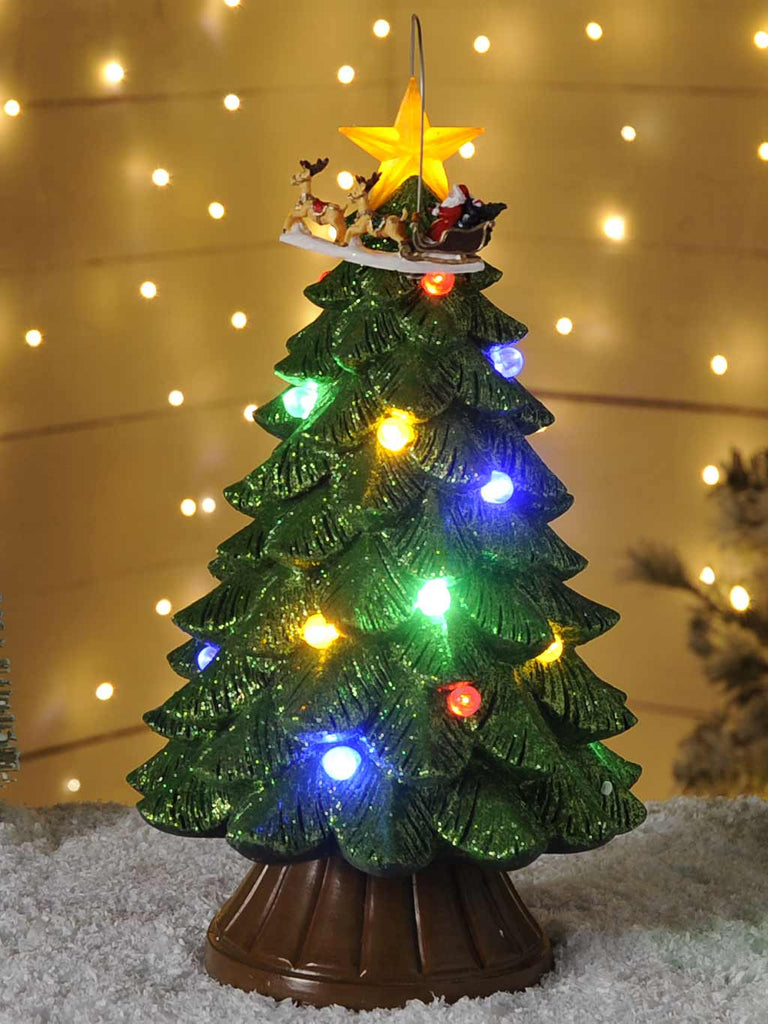 32cmB/O Lit Tree with Turning Sleigh and Music