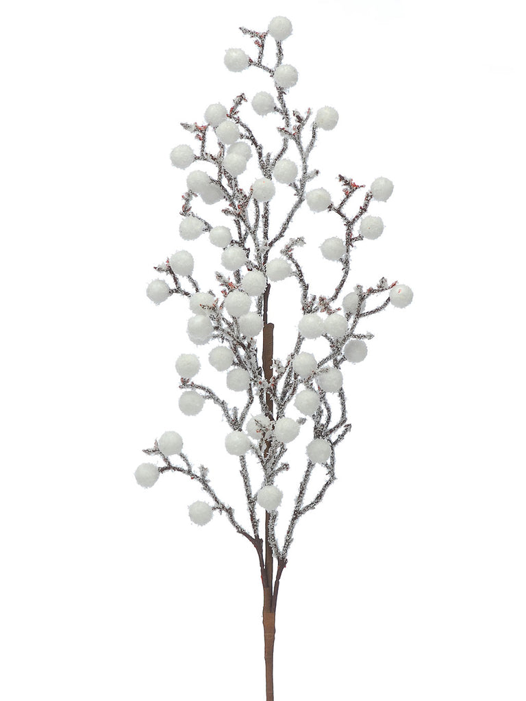 71cm White Snowy Berry Branch Stem