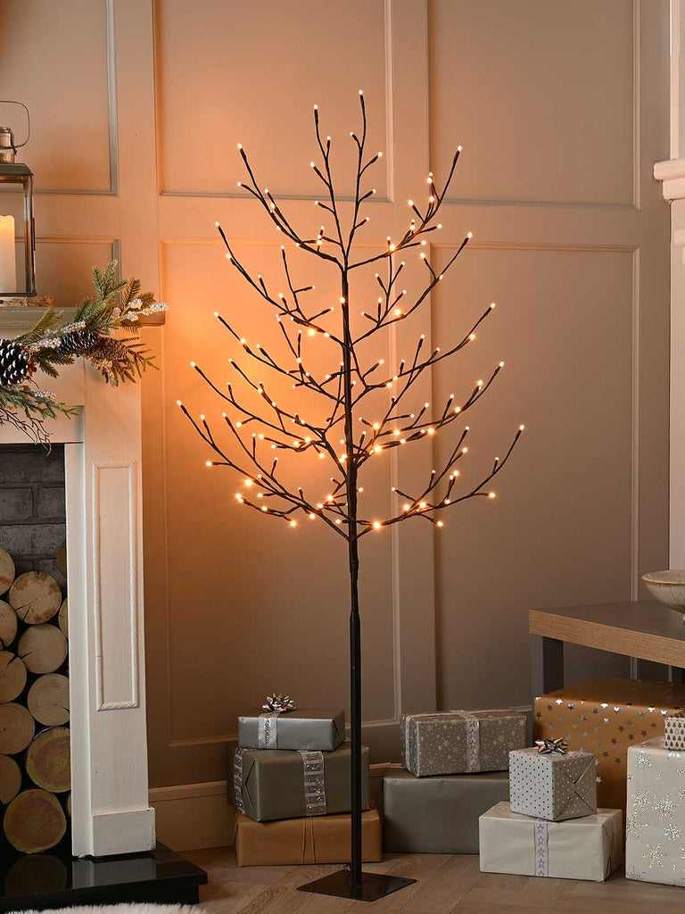 150cm Brown Twig Glow-Worm Tree - Warm White
