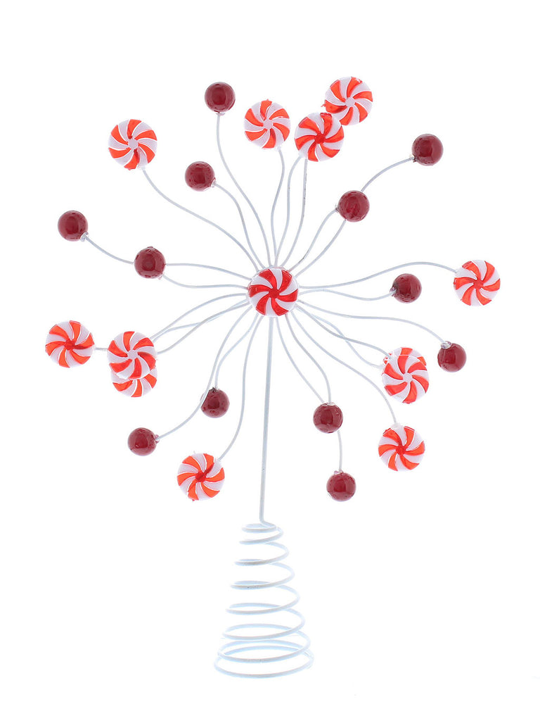 33cm White and Red Candy Stripe Tree Topper
