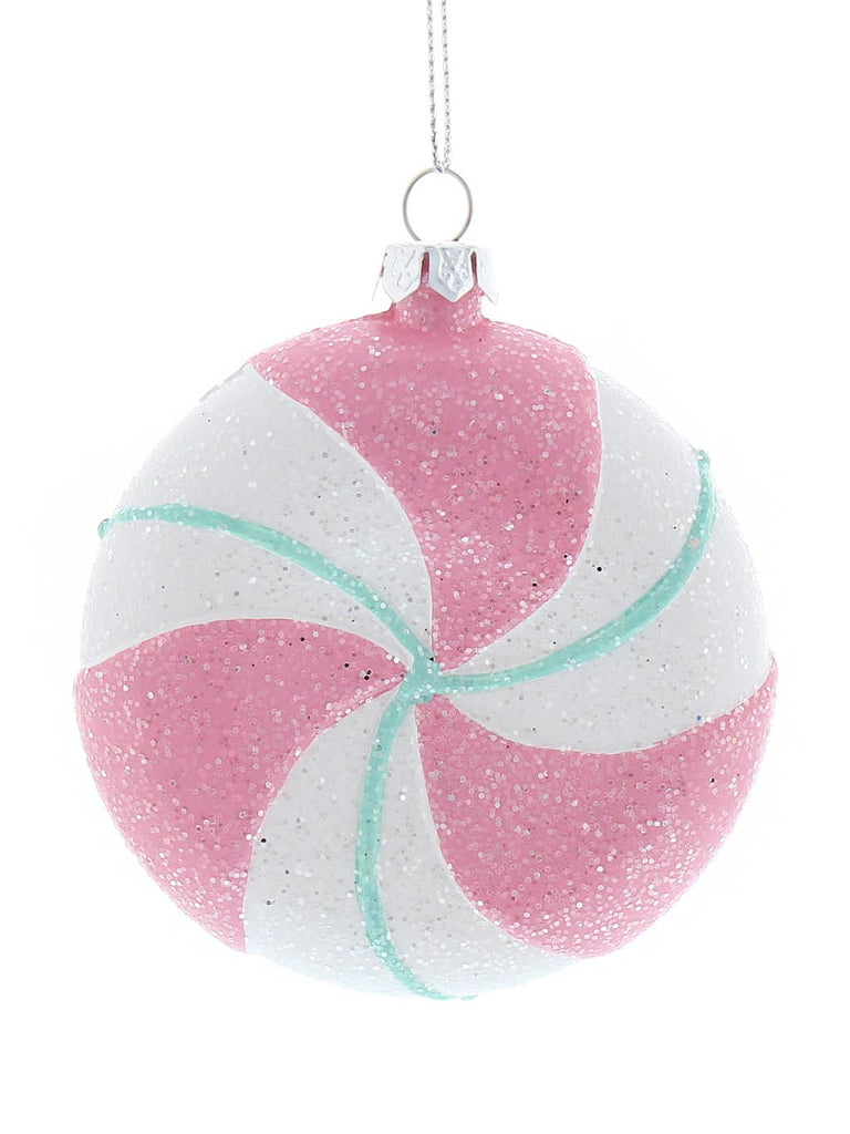 9cm Pink and White Glitter Round Sweet