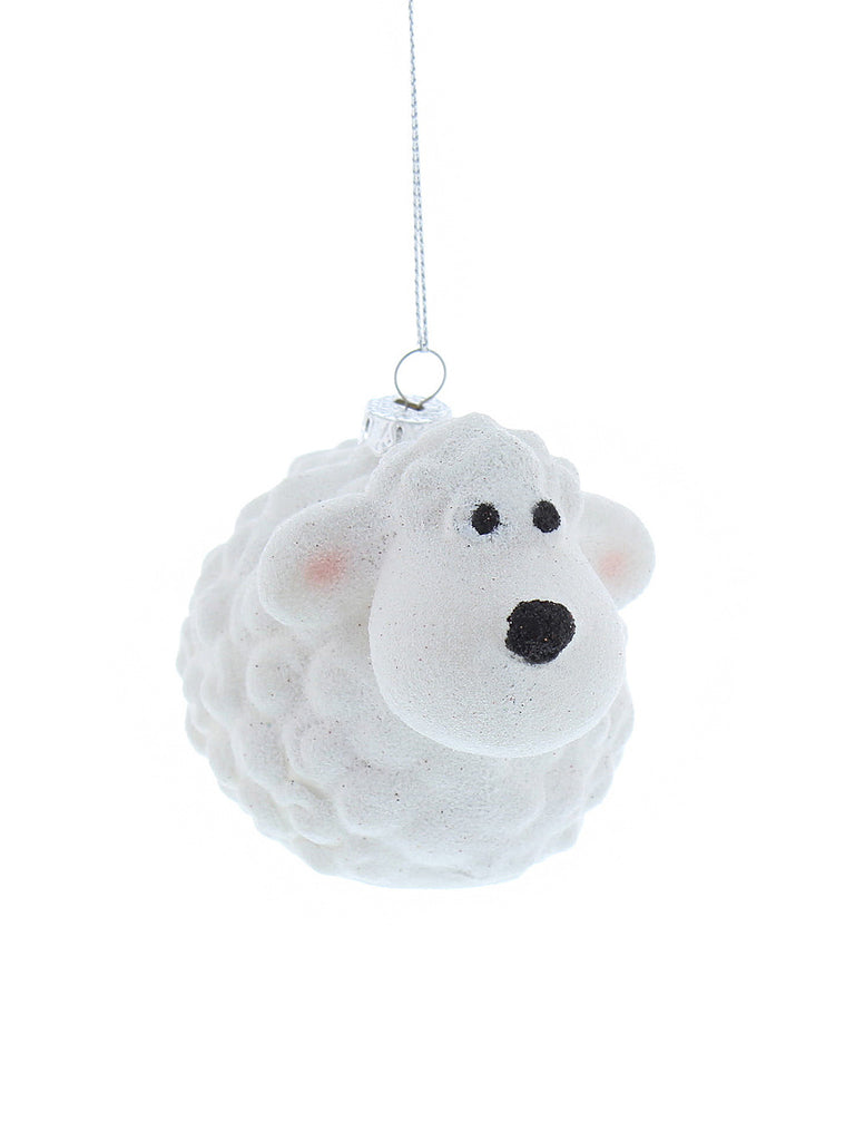 9cm Hanging White Glitter Sheep