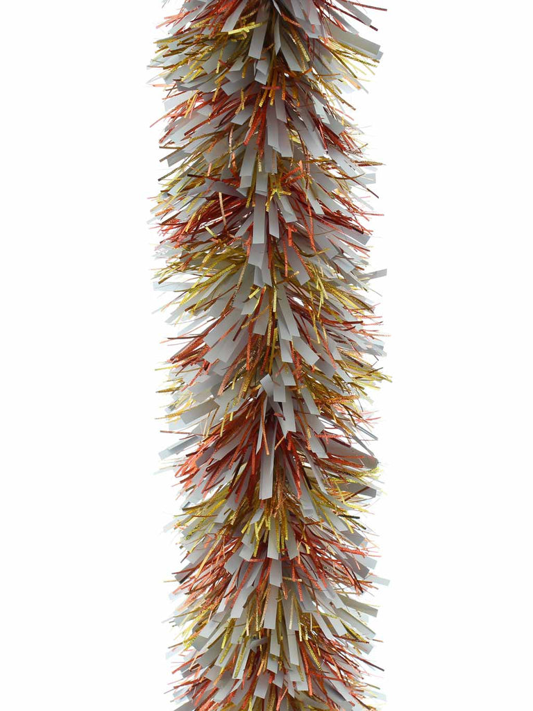 200cm x 14cm Chunky Silver/Flame Embossed Tinsel