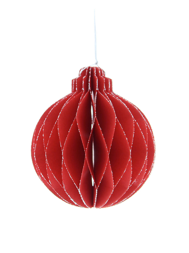 12cm Hanging Red Foldable Paper Honeycomb Ball