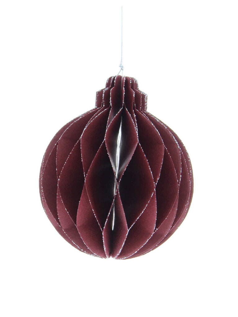 12cm Burgundy Foldable Paper Honeycomb Ball