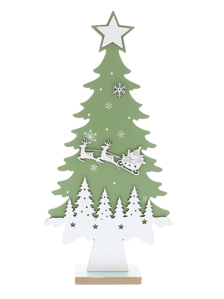 48cm Wooden Tree with Forest Scene