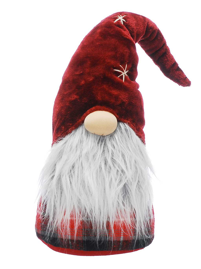 81cm Red Tartan Sitting Gonk with Snowflake Hat