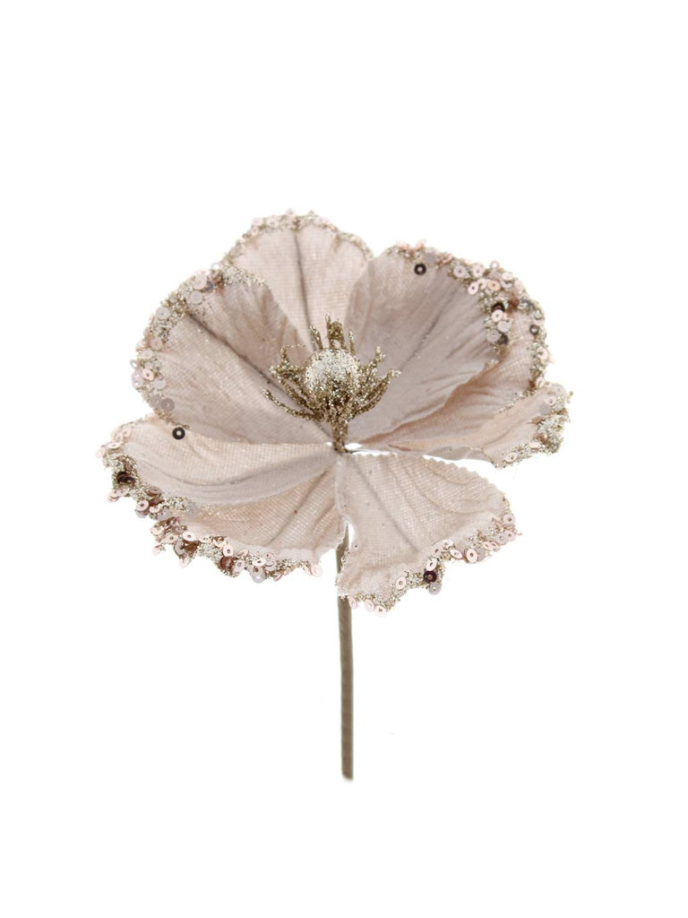 12cm Champagne Gold with Glitter Flower Pick