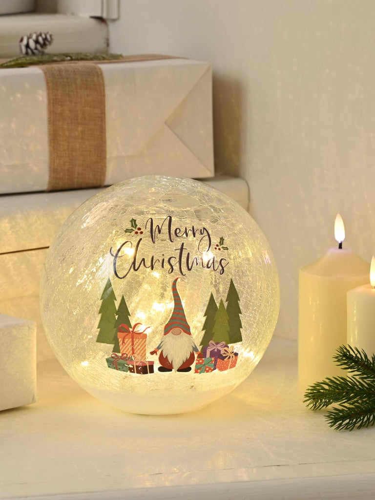 20cm B/O Lit Crackle Effect Gonk/Gifts Ball