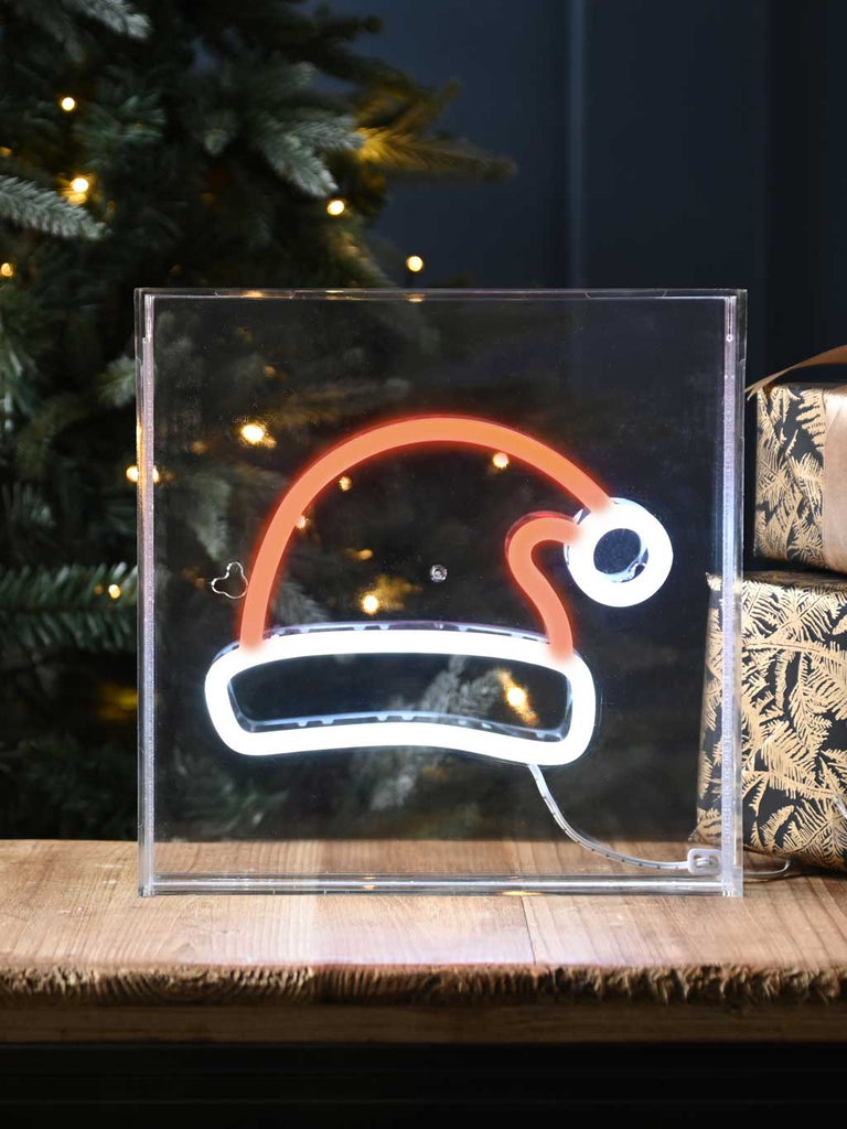 23cm Neon Flex Santa Hat Sign - Red/White