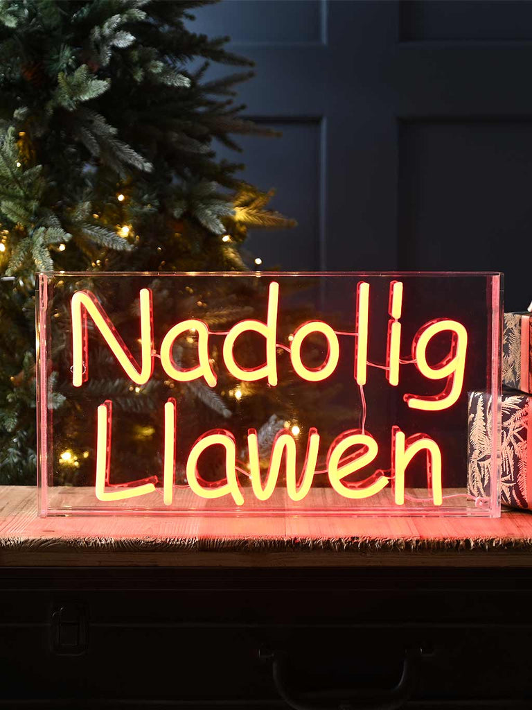 43cm Red Neon Flex Nadolig Llawen Sign - Red