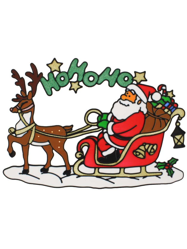 42cm Santa Sleigh and Reindeer Window Sticker