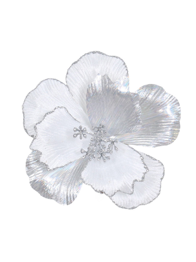 18cm White Magnolia Pick