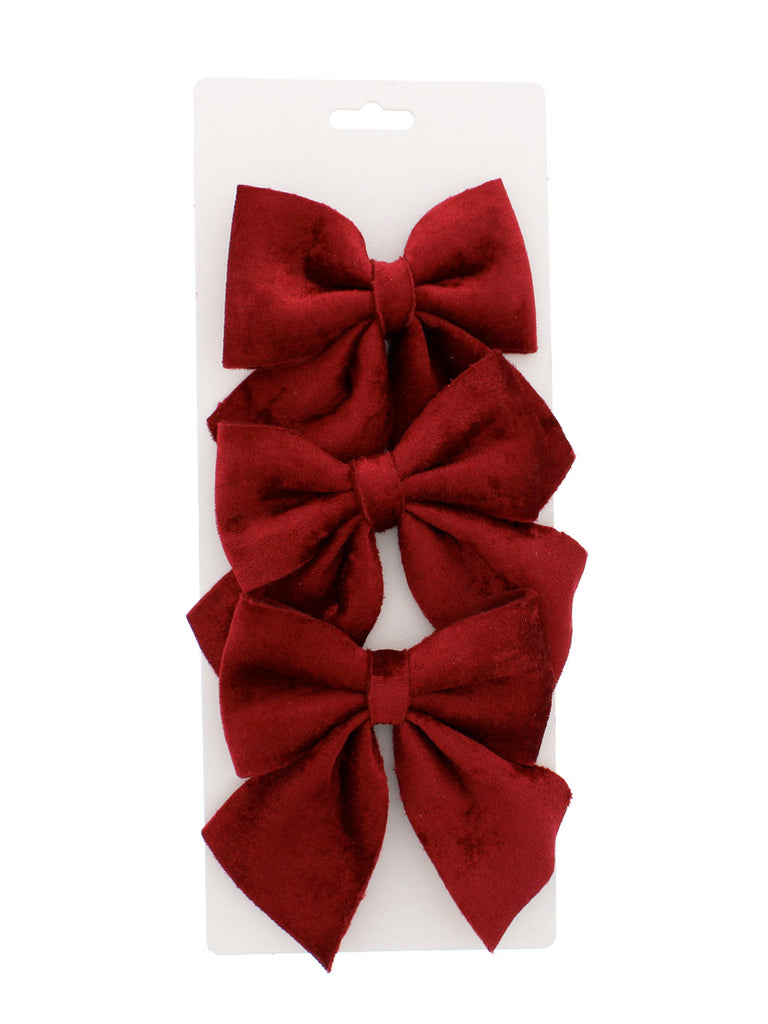 3pk 15cm Burgundy Velvet Bows