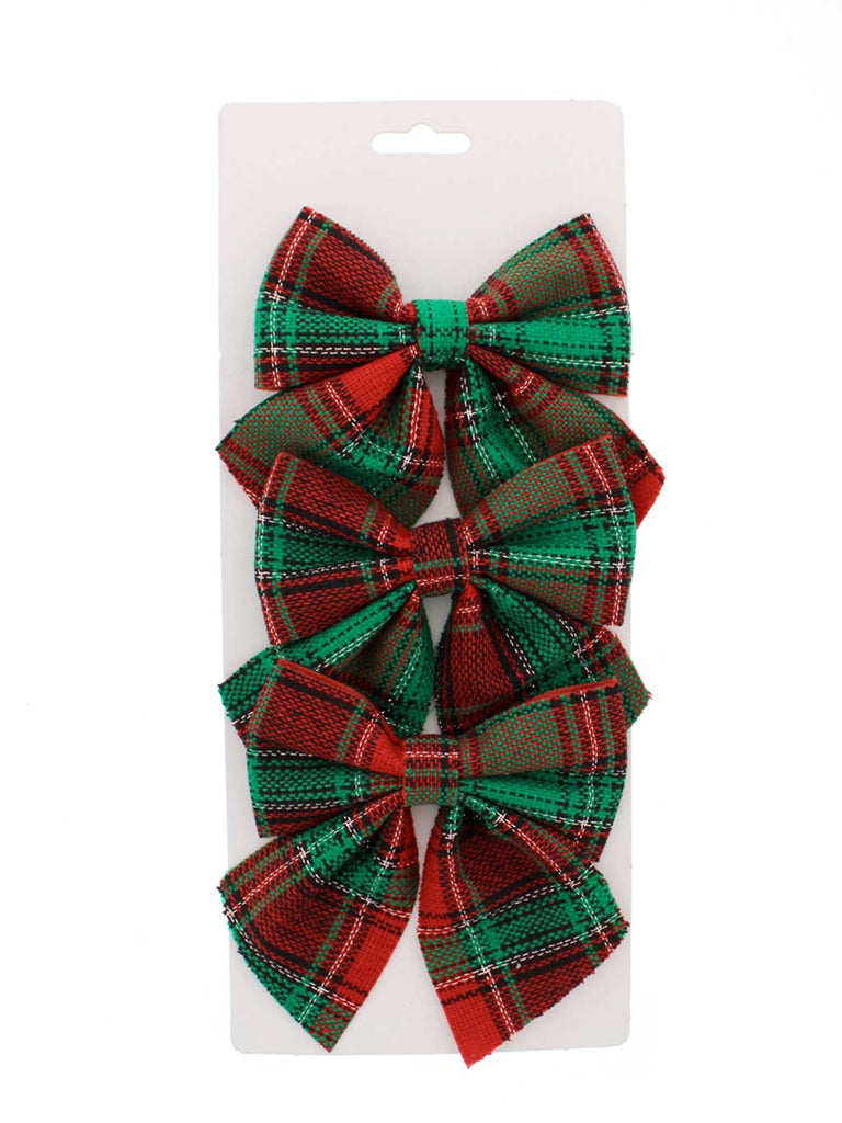 3pk 15cm Tartan Velvet Bows