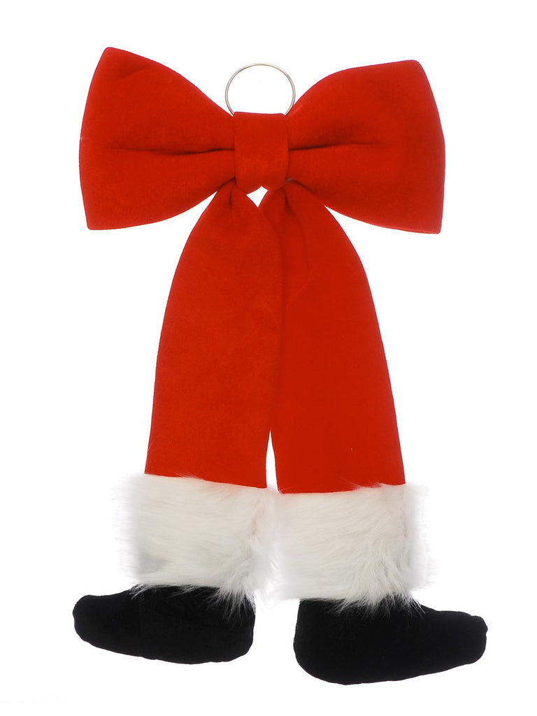 62cm Red Velvet Santa Legs Bow